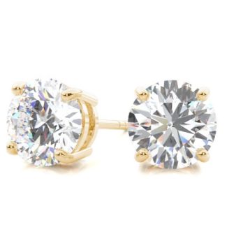 18ct Yellow Gold 1.00ct Claw Set H/SI Diamond 5.5mm Stud Earrings-0