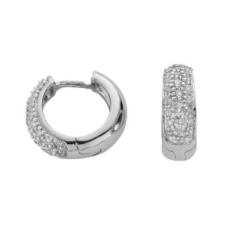 9ct White Gold Huggies Design 0.42ct Diamond 11.5mm Earrings-0