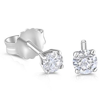 18ct White Gold 0.25ct Claw Set Diamond 3.5mm Stud Earrings-0