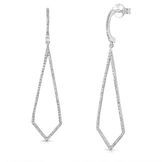 9ct Italian White Gold 0.40ct Diamond Drop 51mm Ladies Earrings-0