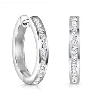 9ct White Gold 0.50ct Diamond 18.5mm Hoop Earrings-0