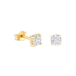 18ct Yellow Gold 0.60ct H/SI Claw Set Diamond 5.5mm Stud Earrings-0