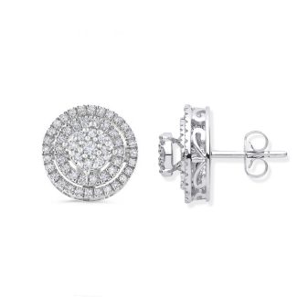 18ct White Gold Multi Circles with 0.70ctw Diamond Stud Earrings-0