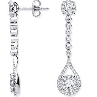 18ct White Gold with 1.00ct Diamond Drop Design Pear Shape Earring-0
