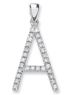 9ct White Gold Elegant 0.20ct Diamond Set Capital Block Large Set Style Initial A-0