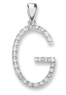 9ct White Gold Elegant 0.22ct Diamond Set Capital Block Large Set Style Initial G Pendant-0