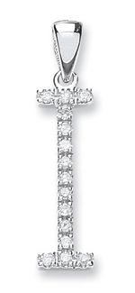 Elite 9ct White Gold 0.12ct Diamond Large Set Capital letter I Initial-0