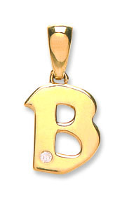 Fine White Gold 9 carat Diamond 0.01ct Single Stone Set Capital letter B Initial-0