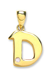Elite 9ct Yellow Gold 0.01ct Diamond Single Stone Set Capital letter D Initial-0