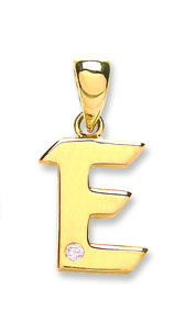 9ct Yellow Gold 0.01ct Diamond Single Stone Set Capital letter E Initial-0