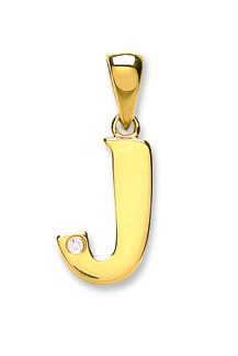 9 Carat Yellow Gold 0.01ct Diamond Single Stone Set Capital letter J Initials-0