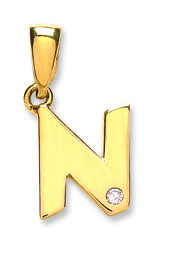 Elite 9ct Yellow Gold 0.01ct Diamond Single Stone Set Capital letter N Initial-0