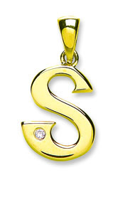 Elite 9ct Yellow Gold 0.01ct Diamond Single Stone Set Capital letter S Initial-0