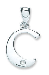 9 Carat White Gold 0.01ct Diamond Single Stone Set Capital letter C Initials-0