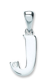 9 Carat White Gold 0.01ct Diamond Single Stone Set Capital letter J Initials-0