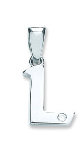 9ct White Gold Elegant 0.01ct Diamond Capital Block Single Stone Set Style Initial L Pendant-0