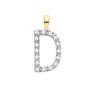 9ct Yellow Gold 0.05ct Diamond Small Set Capital letter D Initial-0
