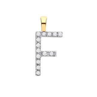 9ct Yellow Gold 0.05ct Diamond Capital Block Small Set Style Initial F Pendant-0