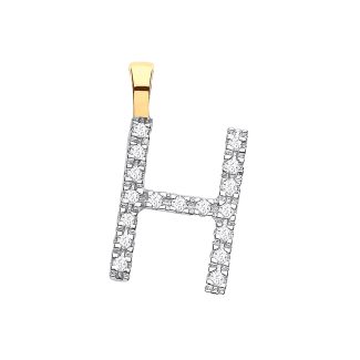 Elite 9ct Yellow Gold 0.05ct Diamond small set Capital letter H Initial-0