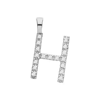 Fine White Gold 9 carat Diamond 0.06ct Small Set Capital letter H Initial Pandent-0