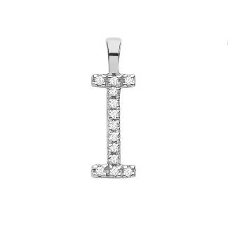 Elite 9ct White Gold 0.05ct Diamond Small Set Capital letter I Initial-0