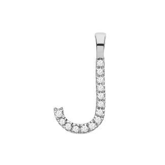 9 Carat White Gold 0.05ct Diamond Small Set Capital letter J Initials-0