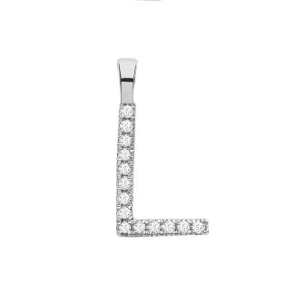 9ct White Gold Elegant 0.05ct Diamond Small Set Capital Block Style Initial L-0