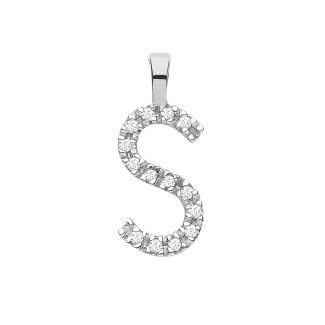 Elite 9ct White Gold 0.05ct Diamond Small Set Capital letter S Initial-0