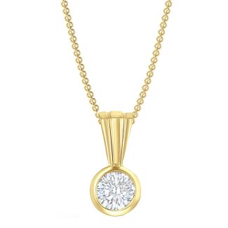 18ct Yellow Gold 0.50ct Rubover Set Diamond Solitaire Pendant-0