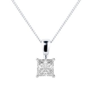 18ct White Gold 0.25ct H/VS Princess Cut Diamond Pendant-0