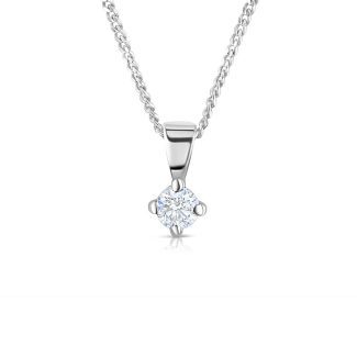 18ct White Gold 0.15ct Claw Set Diamond Solitaire Pendant-14813