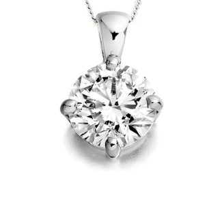 Elite 18ct White Gold 0.35ct Claw Set Diamond Solitaire Pendant-0