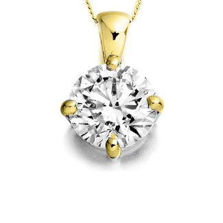 18ct Yellow Gold 0.25ct Claw Set Diamond Solitaire Pendant-0
