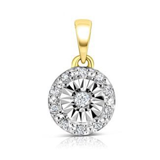 9ct Yellow Gold 0.07ct Diamond Disc Pendant-0