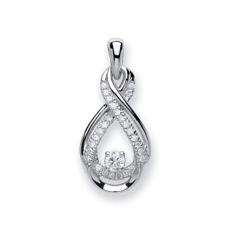 Elegant 9ct White Gold 0.20ct Diamond Infinity Pendant -0