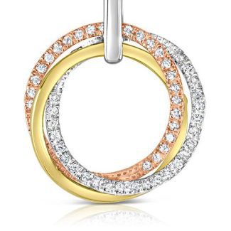 9ct Three Colour Gold 0.15ct Diamond Circle Pendant-0