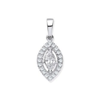 White Gold 18ct Marquise Shaped 0.40ct Diamond Pendant-0