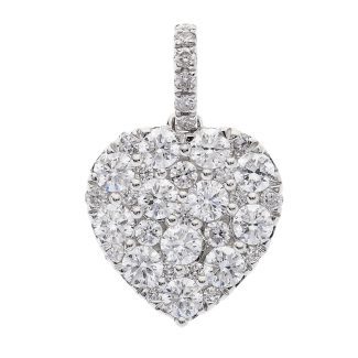 18ctt White Gold 1.00ct Diamond Grain Set Heart Pendant-0