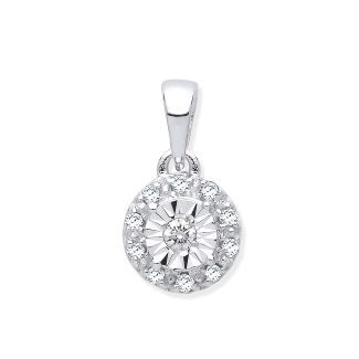 9ct White Gold 0.07ct Diamond Classic Pendant-0
