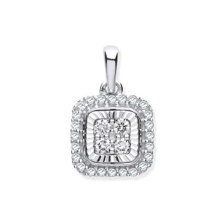 9 Carat White Gold D/C Bezel Square 0.25ctw Diamond Pendant-0
