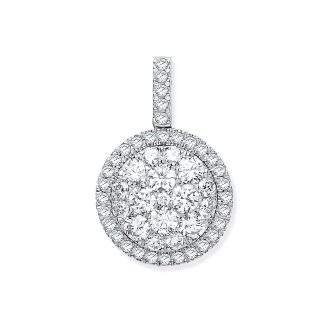 18ct White Gold 1.13ctw Diamond Round Drop Pendant-0