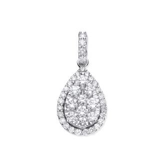 18ct White Gold 1.62ct Diamond Pear Shaped Drop Pendant for Ladies-0