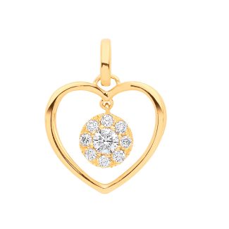 9ct Yellow Gold 0.30ct Diamond Heart Shaped Drop Pendant-0