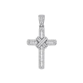 Luxurious 18ct White Gold 1.22ct Diamond Cross Pendant-0
