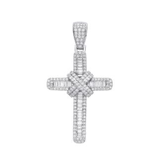 18ct White Gold 2.00ct Diamond Cross Pendant-0