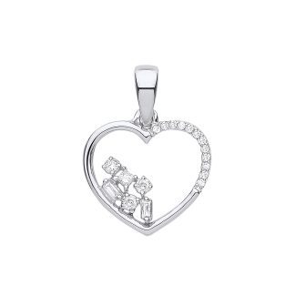 9ct White Gold 0.10ct Diamond Heart Shaped Pendant for Ladies-0