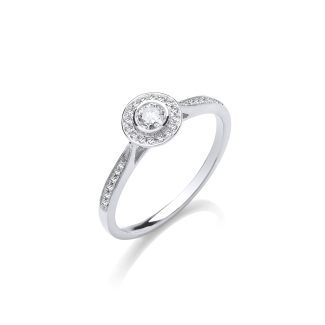 9ct White Gold Round Pave 0.25ct Diamond Ring-0