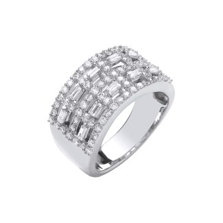18ct White Gold 1.00ct Baguette and Round Cut Diamond Dress Ring-0