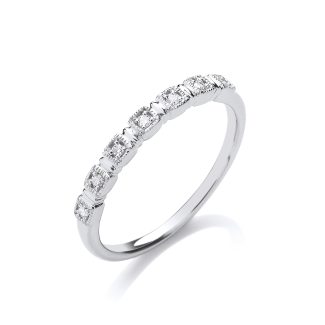9ct White Gold 0.05ct Half Eternity Diamond Ring-0