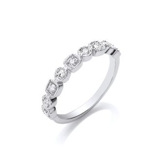 9ct White Gold 0.25ct Half Eternity Diamond Ring-0